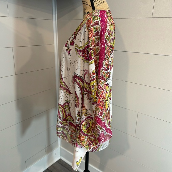 Chico's Paisley Open Front Kaftan Kimono M/L - Picture 2 of 6